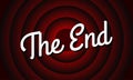 The End movie screen background. Vintage cinema or film poster. Retro circle frame. Vector illustration Royalty Free Stock Photo